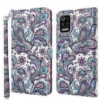 Swirl Flower 3D Painted Leather Wallet Case for LG K42
