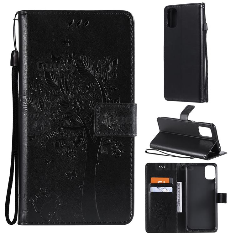 Embossing Butterfly Tree Leather Wallet Case for LG K42 - Black