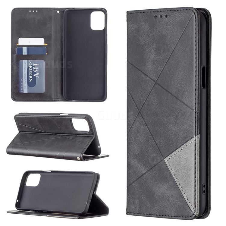 Prismatic Slim Magnetic Sucking Stitching Wallet Flip Cover for LG K42 - Black