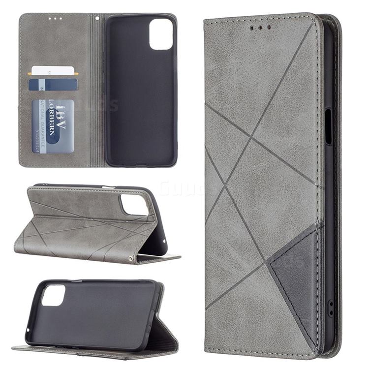 Prismatic Slim Magnetic Sucking Stitching Wallet Flip Cover for LG K42 - Gray