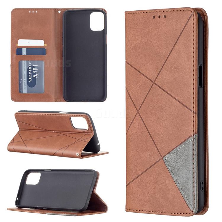 Prismatic Slim Magnetic Sucking Stitching Wallet Flip Cover for LG K42 - Brown