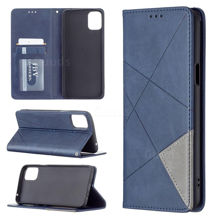 Prismatic Slim Magnetic Sucking Stitching Wallet Flip Cover for LG K42 - Blue
