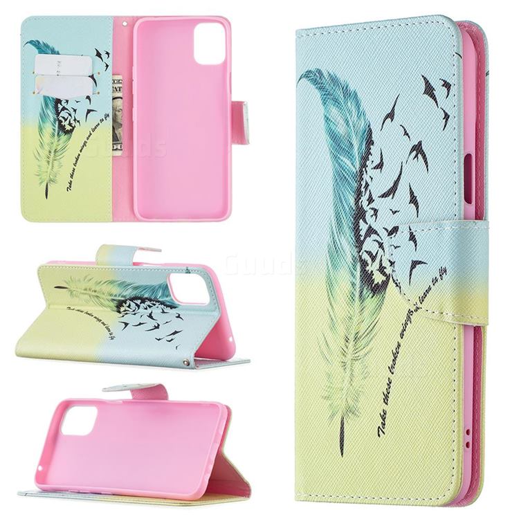 Feather Bird Leather Wallet Case for LG K42