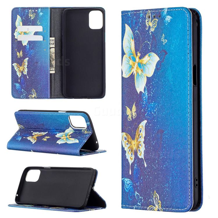 Gold Butterfly Slim Magnetic Attraction Wallet Flip Cover for LG K42