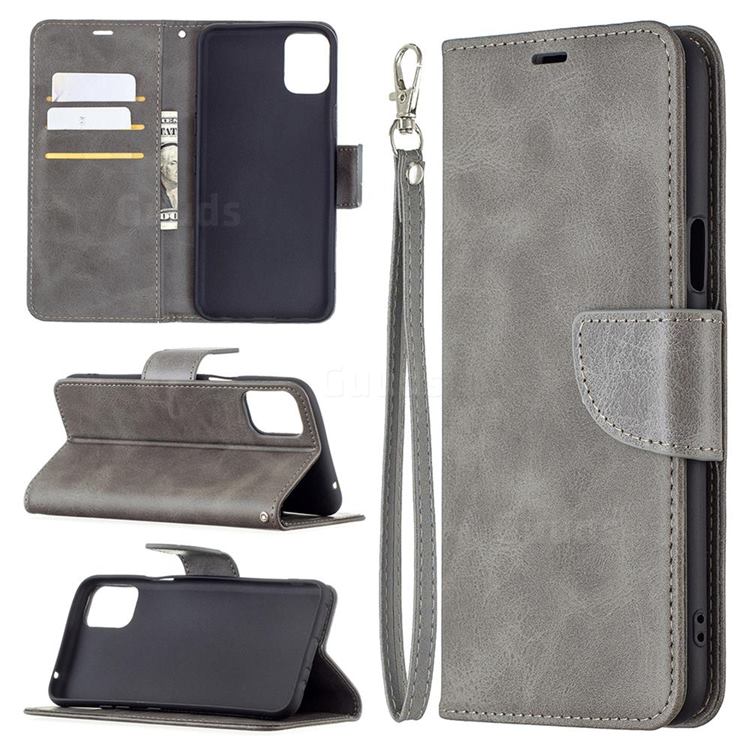 Classic Sheepskin PU Leather Phone Wallet Case for LG K42 - Gray