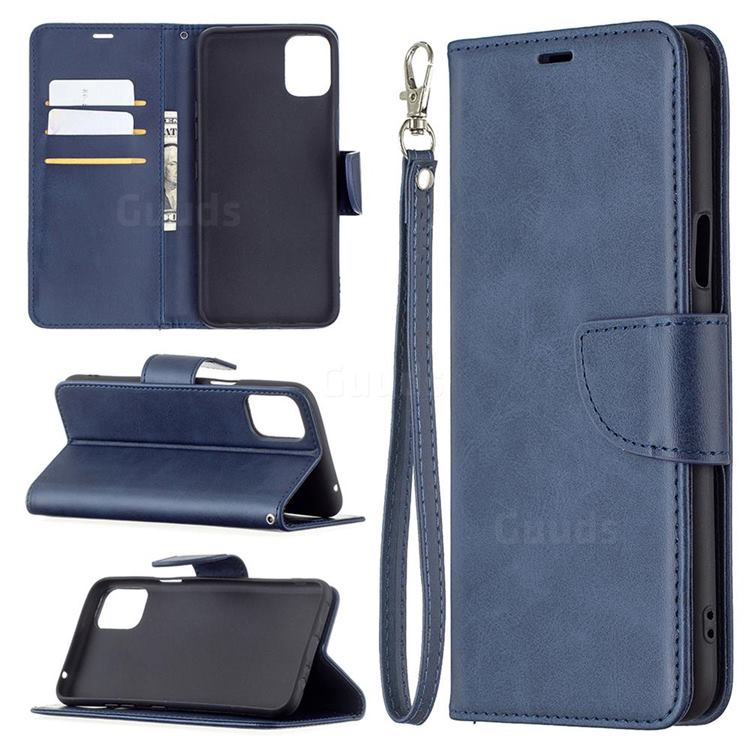 Classic Sheepskin PU Leather Phone Wallet Case for LG K42 - Blue