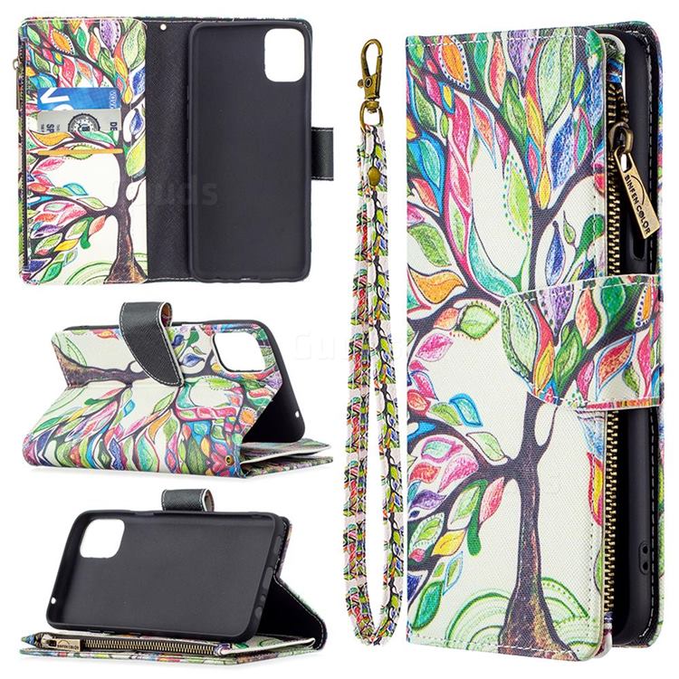 The Tree of Life Binfen Color BF03 Retro Zipper Leather Wallet Phone Case for LG K42