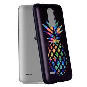 Colorful Pineapple 3D Embossed Relief Black Soft Back Cover for LG K4 (2017) M160 Phoenix3 Fortune