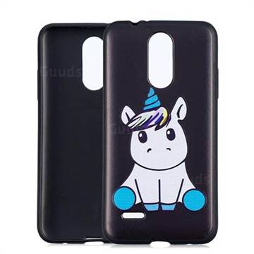 Cute Baby Unicorn 3D Embossed Relief Black Soft Phone Back Cover for LG K4 (2017) M160 Phoenix3 Fortune