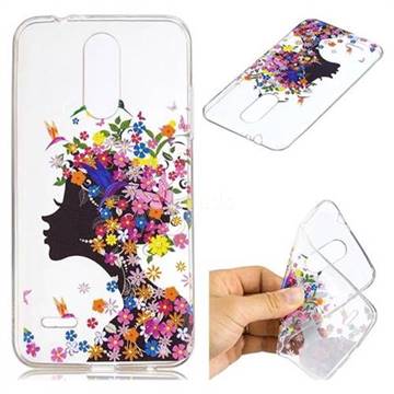 Floral Bird Girl Super Clear Soft TPU Back Cover for LG K4 (2017) M160 Phoenix3 Fortune