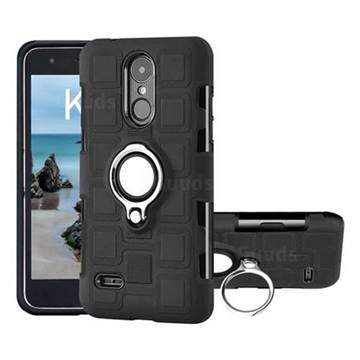 Ice Cube Shockproof PC + Silicon Invisible Ring Holder Phone Case for LG K4 (2017) M160 Phoenix3 Fortune - Black