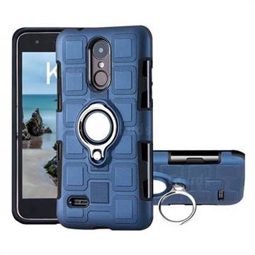 Ice Cube Shockproof PC + Silicon Invisible Ring Holder Phone Case for LG K4 (2017) M160 Phoenix3 Fortune - Royal Blue