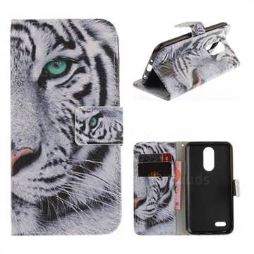 White Tiger PU Leather Wallet Case for LG K4 (2017) M160 Phoenix3 Fortune