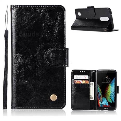 Luxury Retro Leather Wallet Case for LG K4 (2017) M160 Phoenix3 Fortune - Black