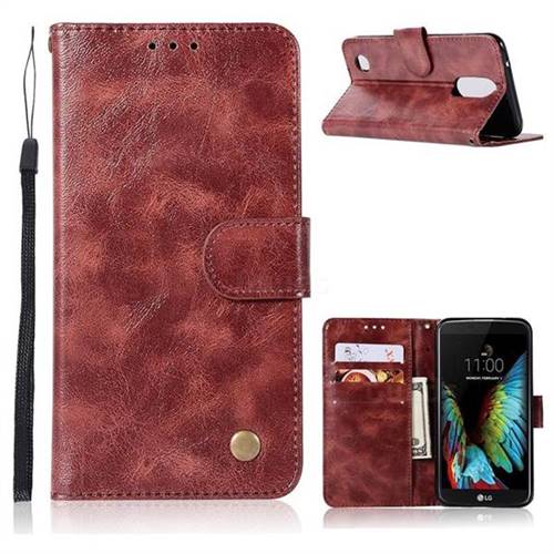 Luxury Retro Leather Wallet Case for LG K4 (2017) M160 Phoenix3 Fortune - Wine Red
