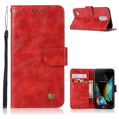 Luxury Retro Leather Wallet Case for LG K4 (2017) M160 Phoenix3 Fortune - Red