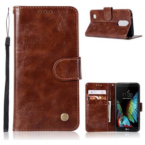 Luxury Retro Leather Wallet Case for LG K4 (2017) M160 Phoenix3 Fortune - Brown