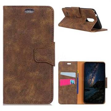 MURREN Luxury Retro Classic PU Leather Wallet Phone Case for LG K4 (2017) M160 Phoenix3 Fortune - Brown