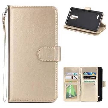 9 Card Photo Frame Smooth PU Leather Wallet Phone Case for LG K4 (2017) M160 Phoenix3 Fortune - Golden