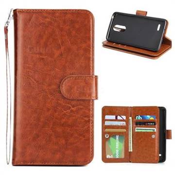 9 Card Photo Frame Smooth PU Leather Wallet Phone Case for LG K4 (2017) M160 Phoenix3 Fortune - Brown