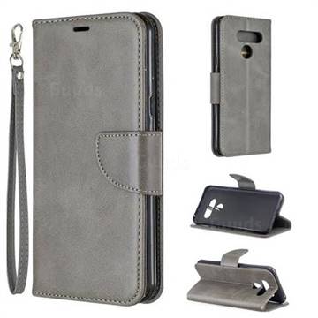 Classic Sheepskin PU Leather Phone Wallet Case for LG K50 - Gray