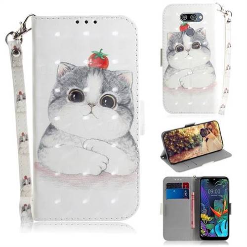 Cute Tomato Cat 3D Painted Leather Wallet Phone Case for LG K50