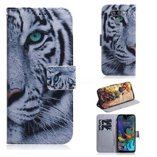 White Tiger PU Leather Wallet Case for LG K50