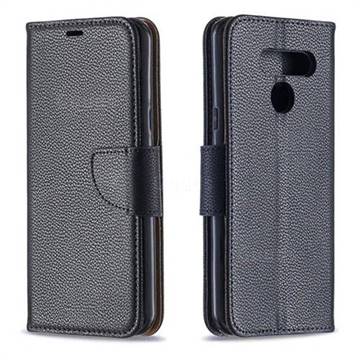 Classic Luxury Litchi Leather Phone Wallet Case for LG K50 - Black