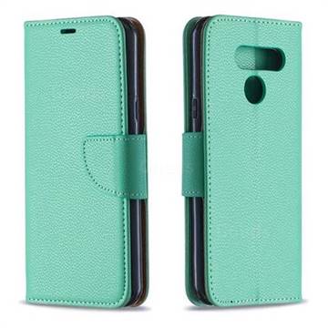 Classic Luxury Litchi Leather Phone Wallet Case for LG K50 - Green