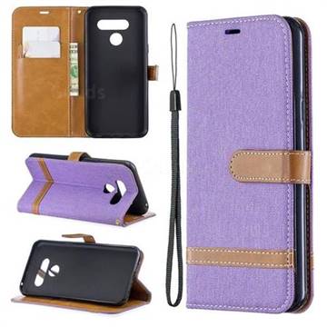 Jeans Cowboy Denim Leather Wallet Case for LG K50 - Purple