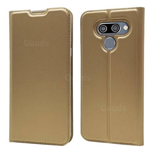 Ultra Slim Card Magnetic Automatic Suction Leather Wallet Case for LG K50 - Champagne