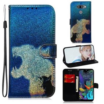 Cat and Leopard Laser Shining Leather Wallet Phone Case for LG K50