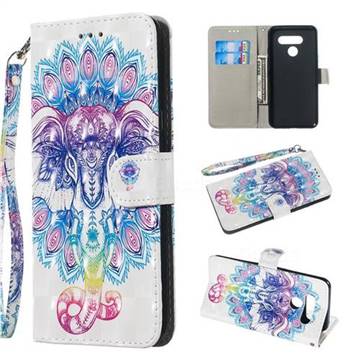 Colorful Elephant 3D Painted Leather Wallet Phone Case for LG K50