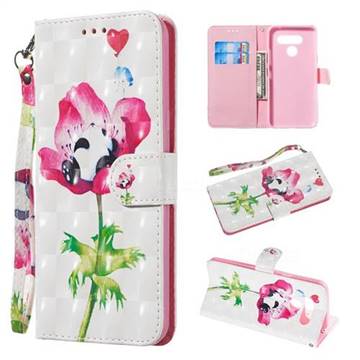 Flower Panda 3D Painted Leather Wallet Phone Case for LG K50