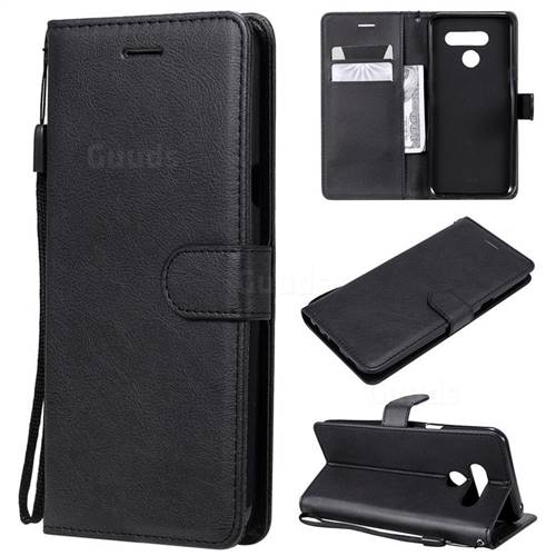 Retro Greek Classic Smooth PU Leather Wallet Phone Case for LG K50 - Black