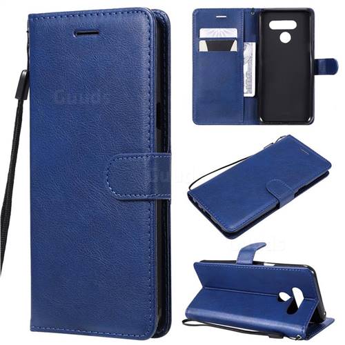 Retro Greek Classic Smooth PU Leather Wallet Phone Case for LG K50 - Blue