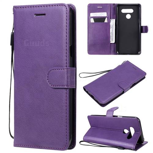 Retro Greek Classic Smooth PU Leather Wallet Phone Case for LG K50 - Purple