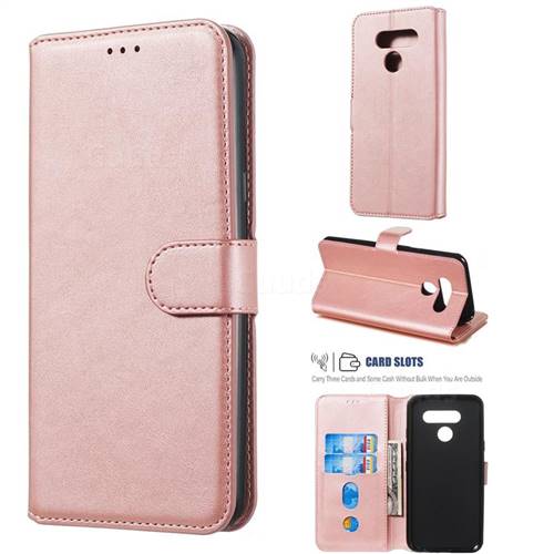 Retro Calf Matte Leather Wallet Phone Case for LG K50 - Pink