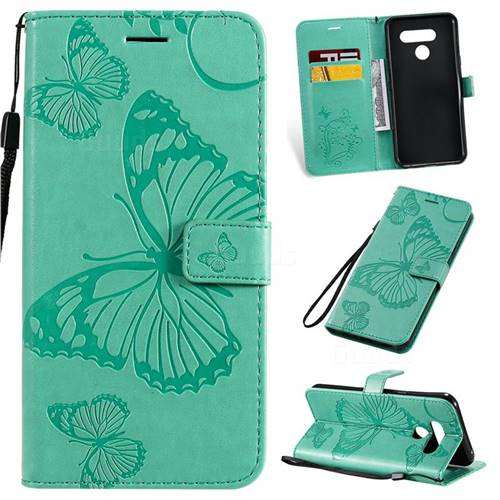 Embossing 3D Butterfly Leather Wallet Case for LG K50 - Green