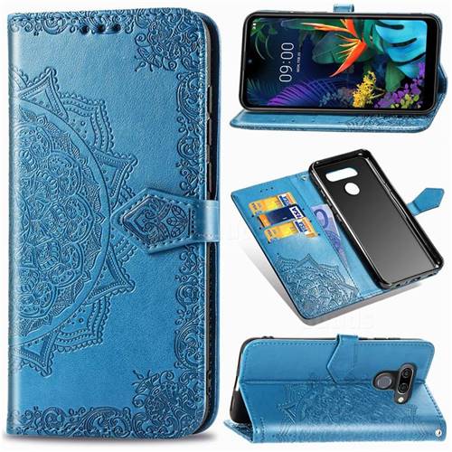 Embossing Imprint Mandala Flower Leather Wallet Case for LG K50 - Blue