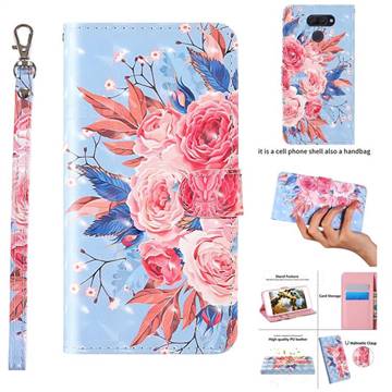 Rose Flower 3D Painted Leather Wallet Case for LG K50