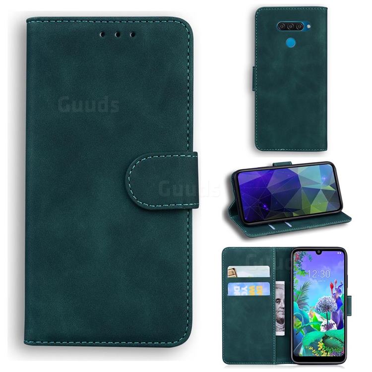 Retro Classic Skin Feel Leather Wallet Phone Case for LG K50 - Green