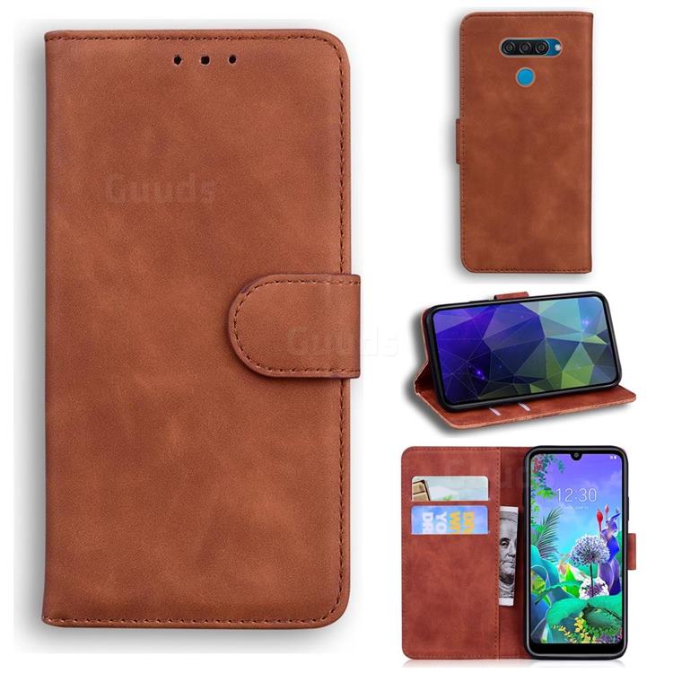 Retro Classic Skin Feel Leather Wallet Phone Case for LG K50 - Brown