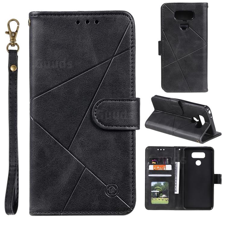 Embossing Geometric Leather Wallet Case for LG K50 - Black