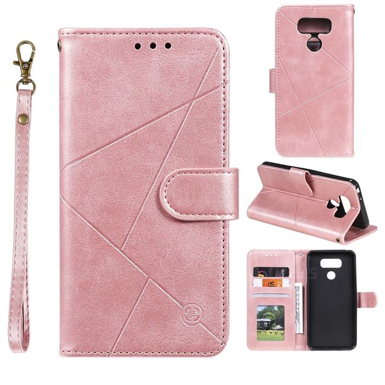 Embossing Geometric Leather Wallet Case for LG K50 - Rose Gold