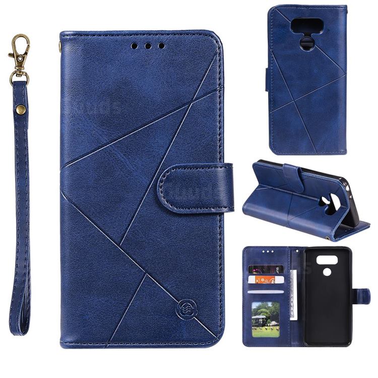 Embossing Geometric Leather Wallet Case for LG K50 - Blue