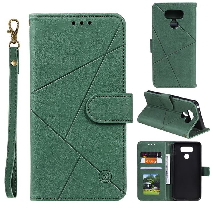 Embossing Geometric Leather Wallet Case for LG K50 - Green