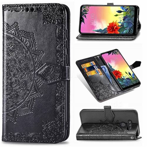 Embossing Imprint Mandala Flower Leather Wallet Case for LG K50S - Black