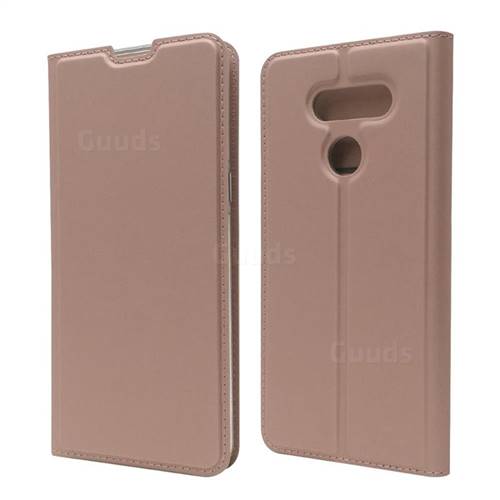 Ultra Slim Card Magnetic Automatic Suction Leather Wallet Case for LG K50S - Rose Gold
