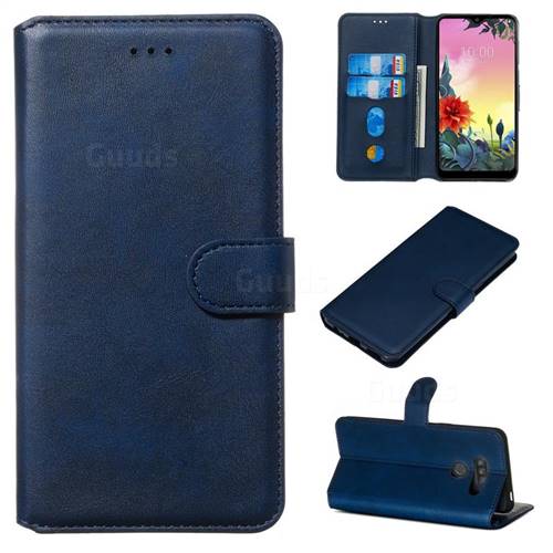 Retro Calf Matte Leather Wallet Phone Case for LG K50S - Blue